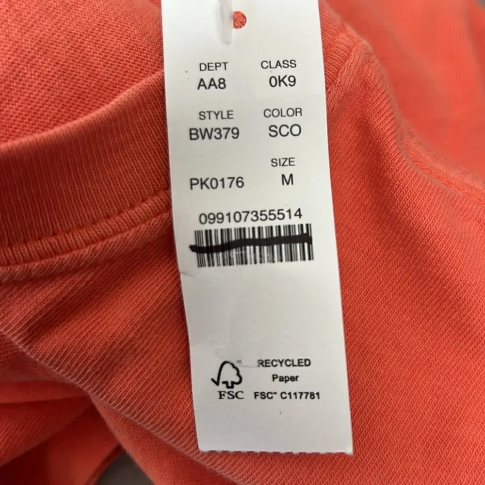 J. Crew BW379 orange Vintage-wash Cotton Pocket T-shirt size med NWT